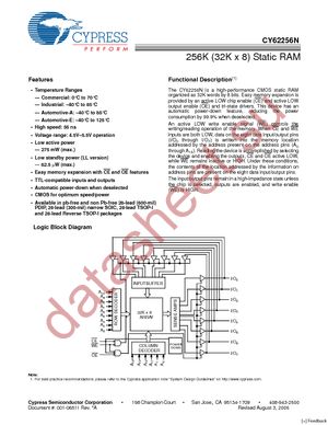 CY62256NL-70PXC datasheet  